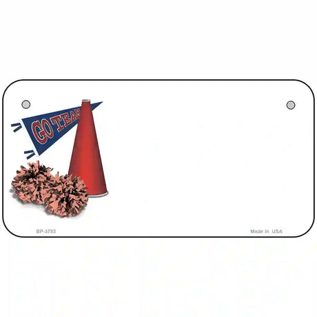 Pom And Cheer Offset Metal Novelty License Plate 6" x 3" (BP)