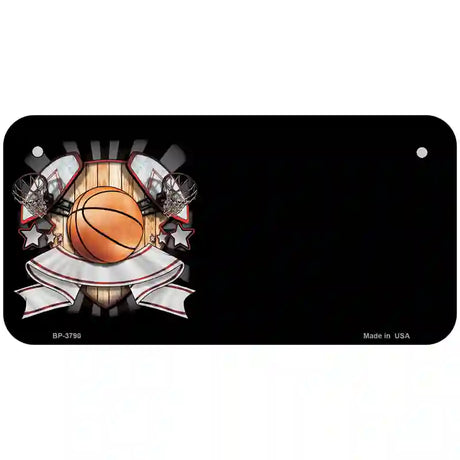 Basketball Banner Offset Metal Novelty License Plate 6" x 3" (BP)