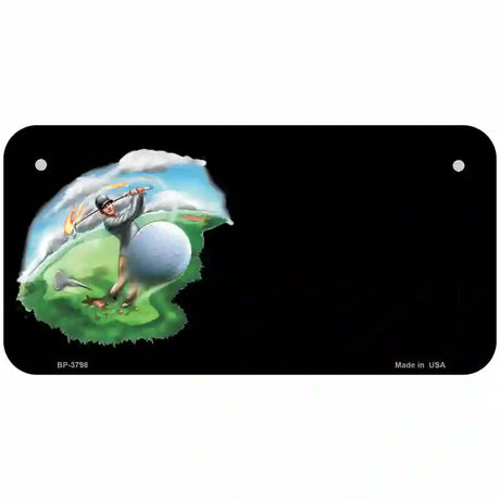 Golfer Golf ball Offset Metal Novelty License Plate 6" x 3" (BP)