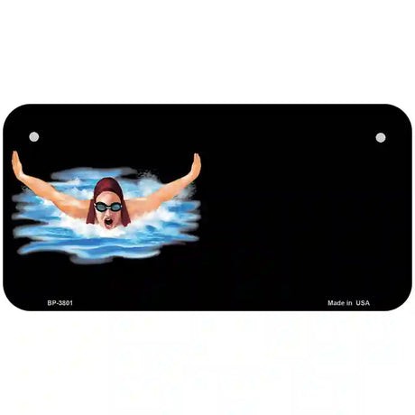 Female Swimmer Offset Metal Novelty License Plate 6" x 3" (BP)