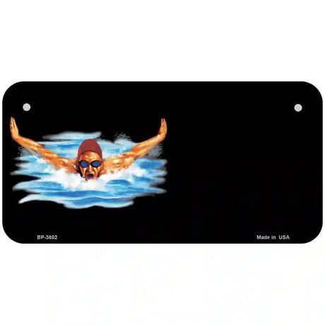 Male Swimmer Offset Metal Novelty License Plate 6" x 3" (BP)