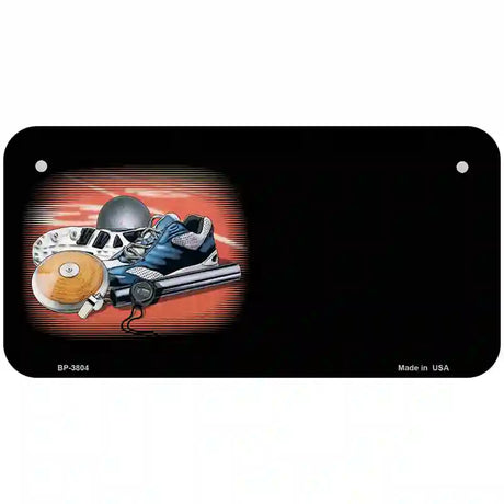 Track And Field Equipment Offset Metal Novelty License Plate 6" x 3" (BP)