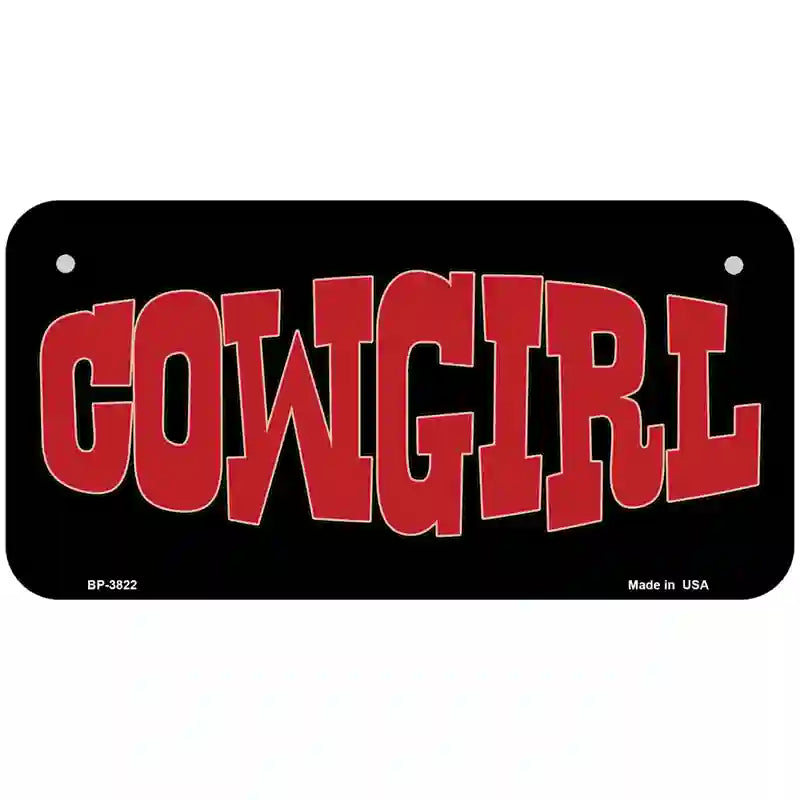 Cowgirl Red Metal Novelty License Plate 6" x 3" (BP)