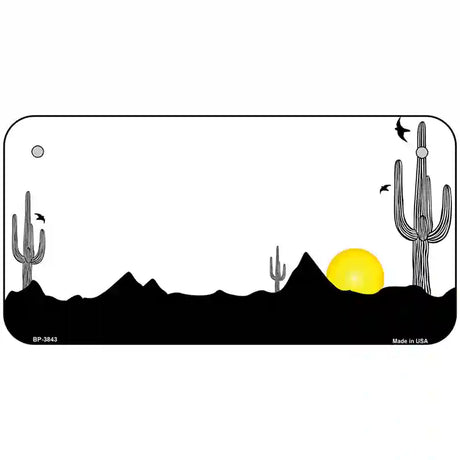 Southwest Cactus Sunrise White Metal Novelty License Plate 6" x 3" (BP)