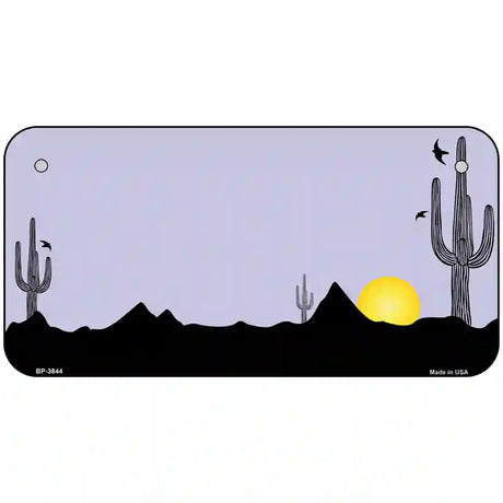 Southwest Cactus Sunrise Purple Metal Novelty License Plate 6" x 3" (BP)