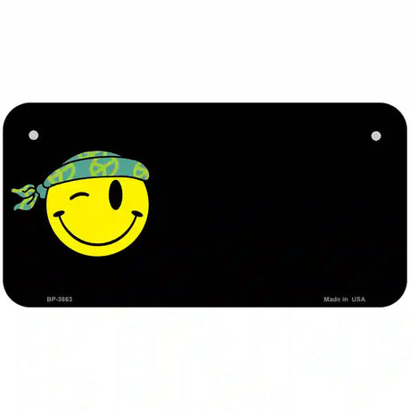 Winking Peace Smiley Offset Metal Novelty License Plate 6" x 3" (BP)