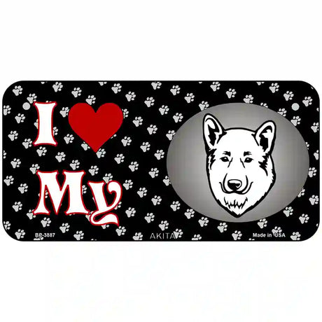 I Love My Akita Metal Novelty License Plate 6" x 3" (BP)