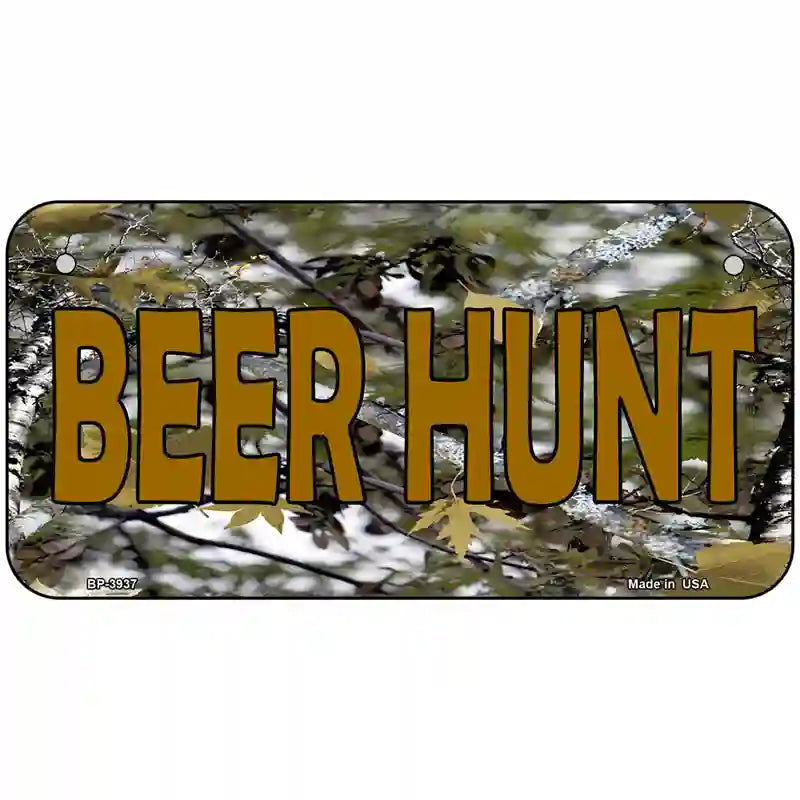 Beer Hunt Metal Novelty License Plate 6" x 3" (BP)