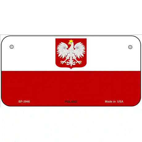 Poland Eagle Flag Metal Novelty License Plate 6" x 3" (BP)