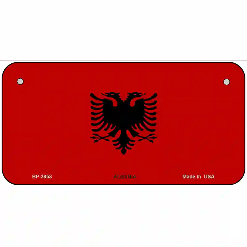 Albania Flag Metal Novelty License Plate 6" x 3" (BP)