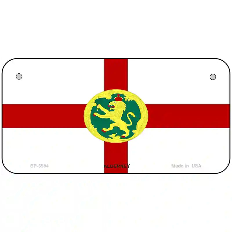 Alderney Flag Metal Novelty License Plate 6" x 3" (BP)