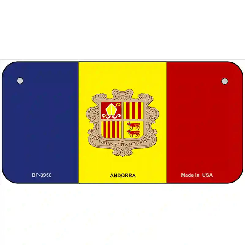 Andorra Flag Metal Novelty License Plate 6" x 3" (BP)