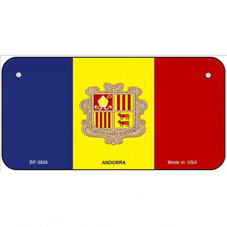 Andorra Flag Metal Novelty License Plate 6" x 3" (BP)