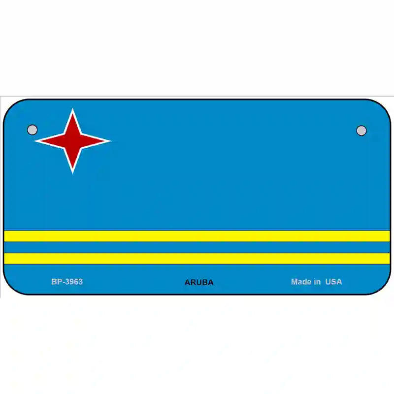 Aruba Flag Metal Novelty License Plate 6" x 3" (BP)