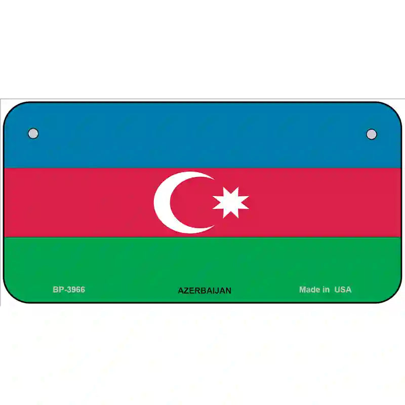 Azerbaijan Flag Metal Novelty License Plate 6" x 3" (BP)