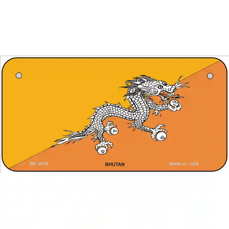 Bhutan Flag Metal Novelty License Plate 6" x 3" (BP)