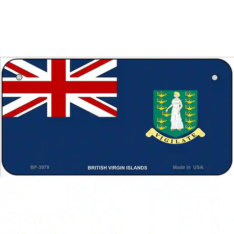 British Virgin Islands Flag Metal Novelty License Plate 6" x 3" (BP)