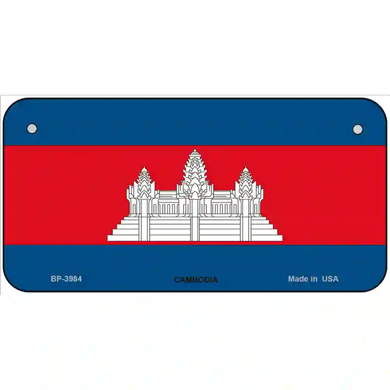 Cambodia Flag Metal Novelty License Plate 6" x 3" (BP)