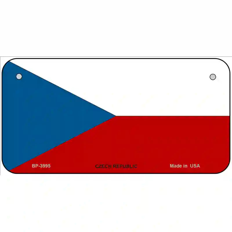 Czech Republic Flag Metal Novelty License Plate 6" x 3" (BP)