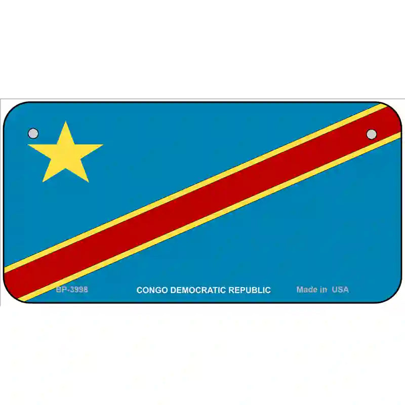 Congo Democratic Republic Flag Metal Novelty License Plate 6" x 3" (BP)