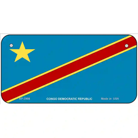 Congo Democratic Republic Flag Metal Novelty License Plate 6" x 3" (BP)