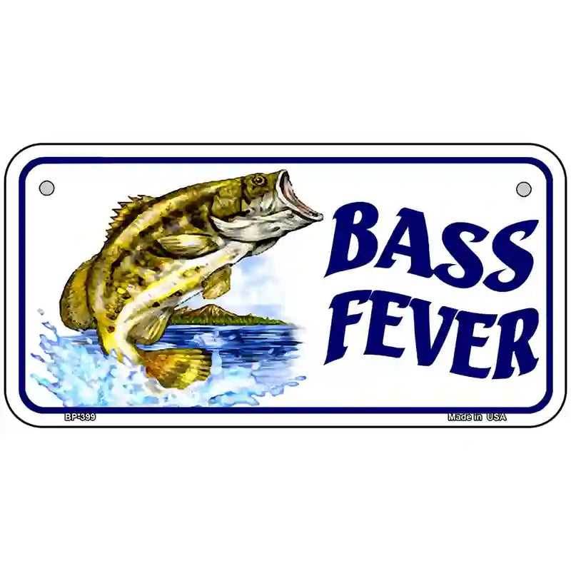 Bass Fever Metal Novelty License Plate 6" x 3" (BP)