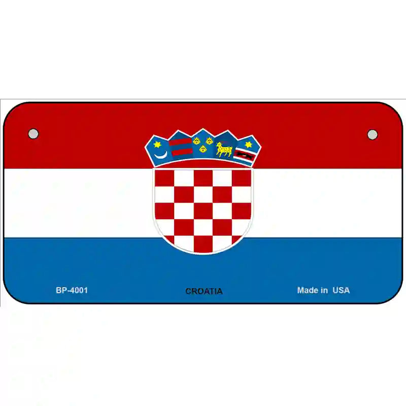 Croatia Flag Metal Novelty License Plate 6" x 3" (BP)