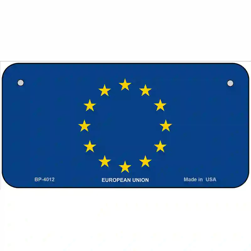 European Union Flag Metal Novelty License Plate 6" x 3" (BP)