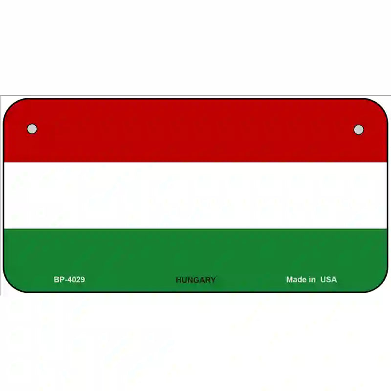 Hungary Flag Metal Novelty License Plate 6" x 3" (BP)