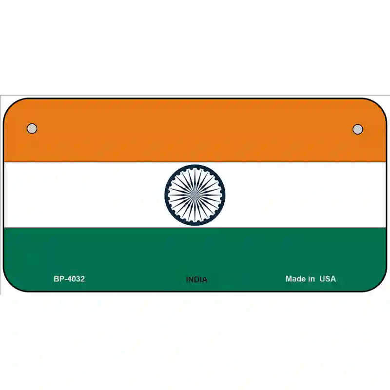 India Flag Metal Novelty License Plate 6" x 3" (BP)