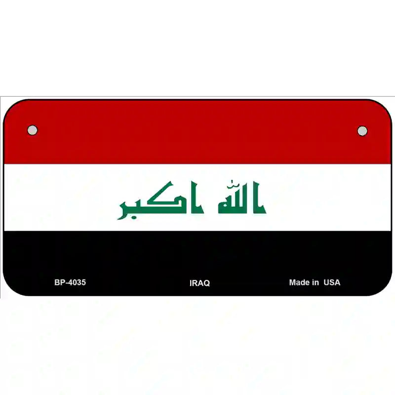 Iraq Flag Metal Novelty License Plate 6" x 3" (BP)