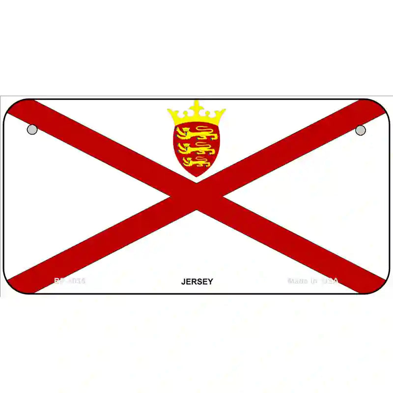 Jersey Flag Metal Novelty License Plate 6" x 3" (BP)