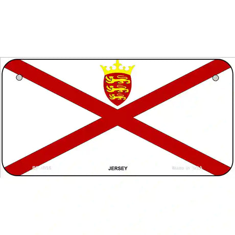 Jersey Flag Metal Novelty License Plate 6" x 3" (BP)