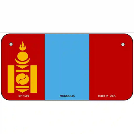 Mongolia Flag Metal Novelty License Plate 6" x 3" (BP)