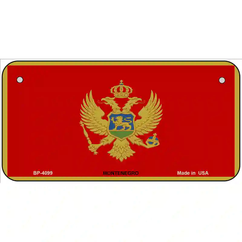 Montenegro Flag Metal Novelty License Plate 6" x 3" (BP)