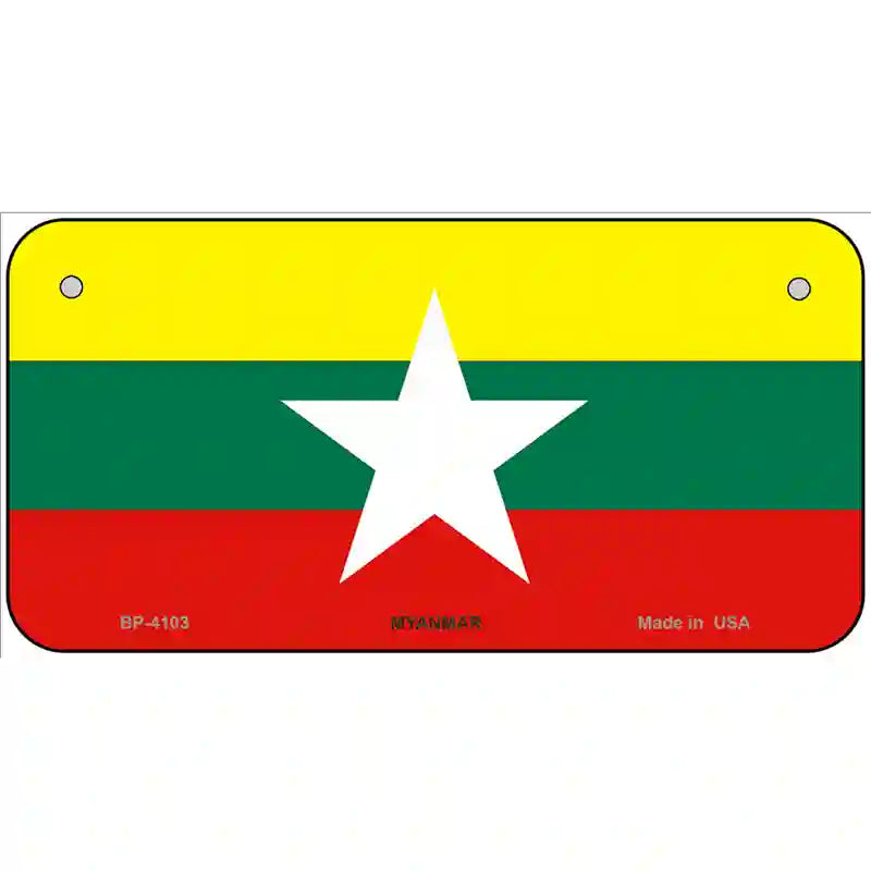 Myanmar Flag Metal Novelty License Plate 6" x 3" (BP)