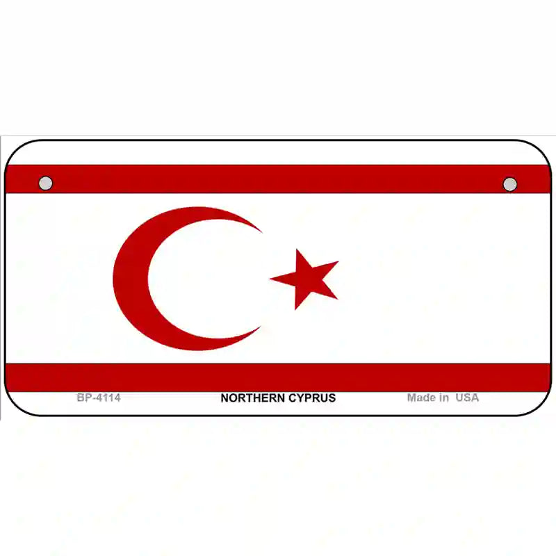 Northern Cyprus Flag Metal Novelty License Plate 6" x 3" (BP)