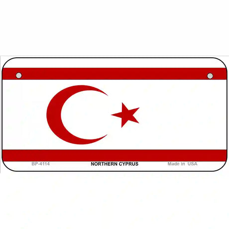 Northern Cyprus Flag Metal Novelty License Plate 6" x 3" (BP)