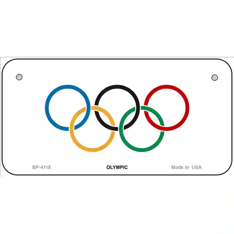 Olympic Flag Metal Novelty License Plate 6" x 3" (BP)