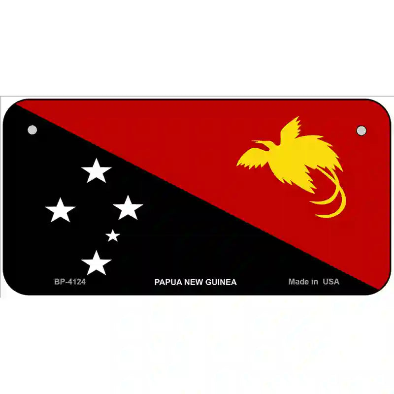 Papua New Guinea Flag Metal Novelty License Plate 6" x 3" (BP)