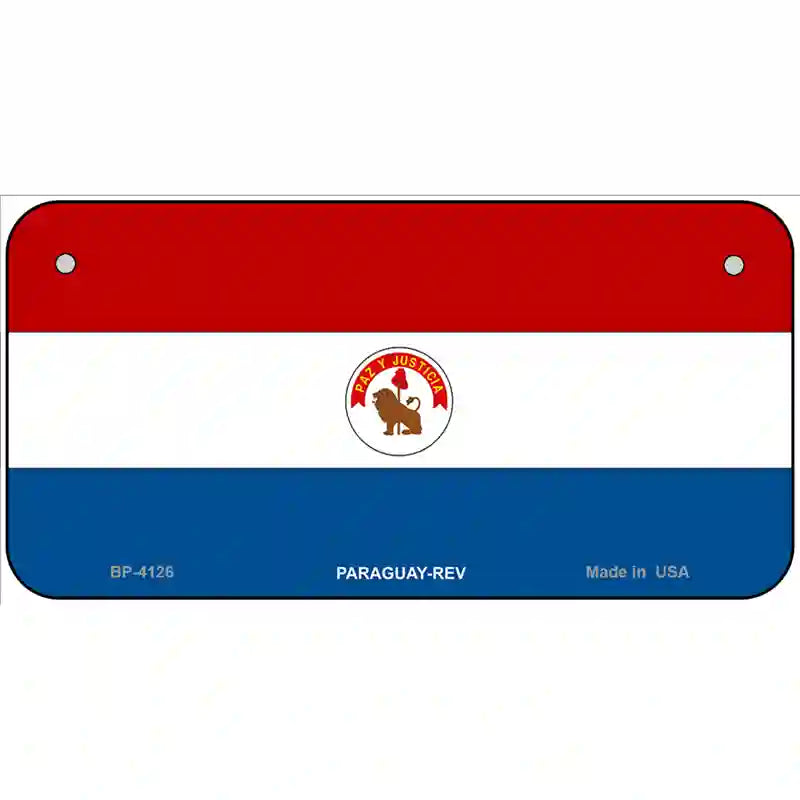 Paraguay-REV Flag Metal Novelty License Plate 6" x 3" (BP)