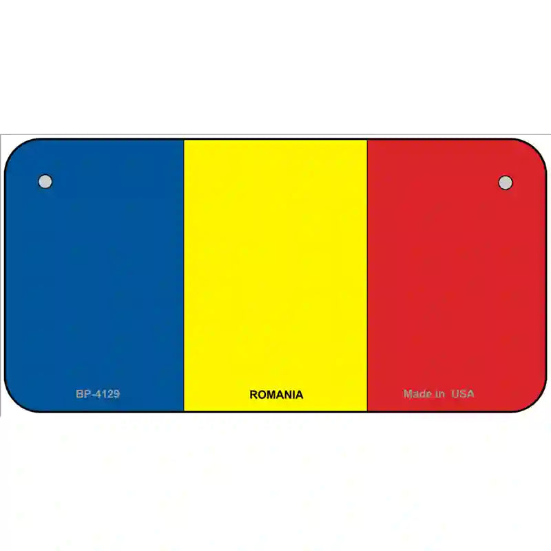 Romania Flag Metal Novelty License Plate 6" x 3" (BP)