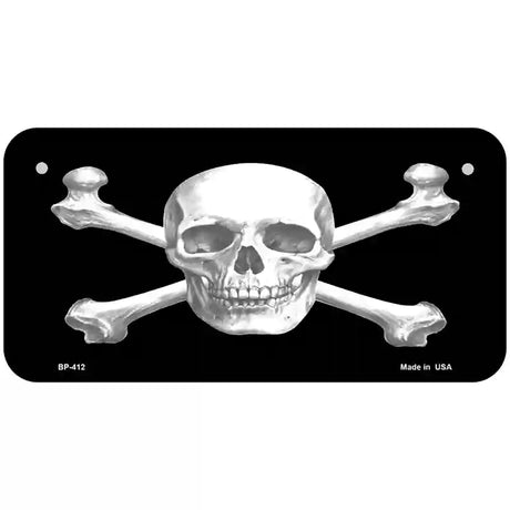 Skull And Cross Bones Metal Novelty License Plate 6" x 3" (BP)