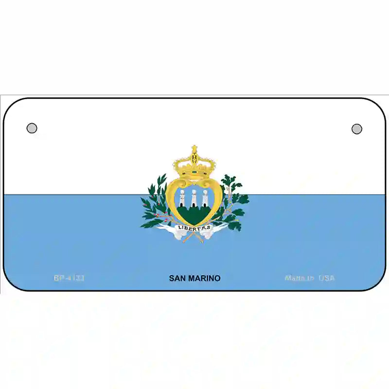 San Marino Flag Metal Novelty License Plate 6" x 3" (BP)