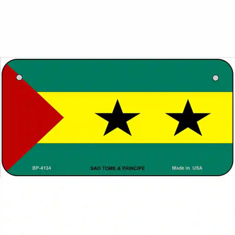 Sao Tome And Principe Flag Metal Novelty License Plate 6" x 3" (BP)