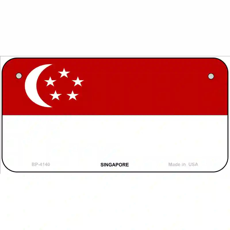 Singapore Flag Metal Novelty License Plate 6" x 3" (BP)