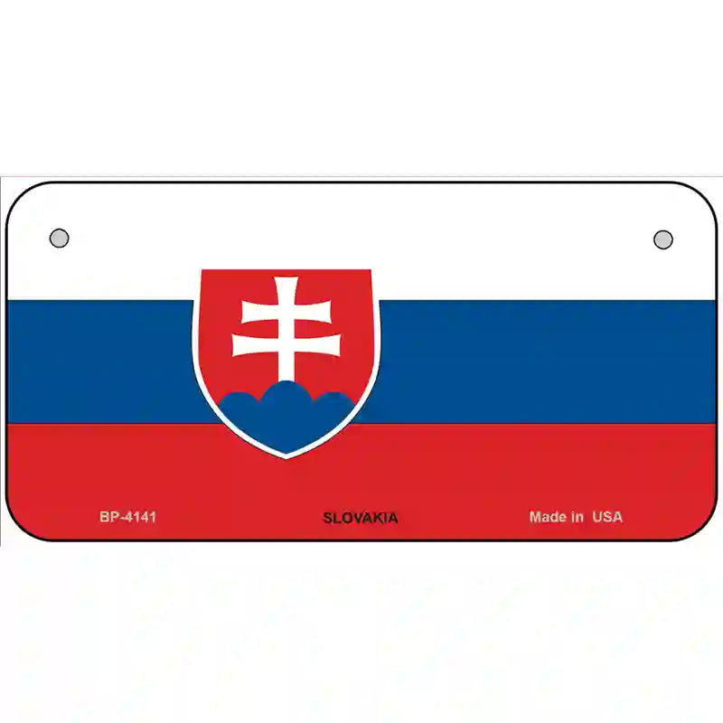 Slovakia Flag Metal Novelty License Plate 6" x 3" (BP)