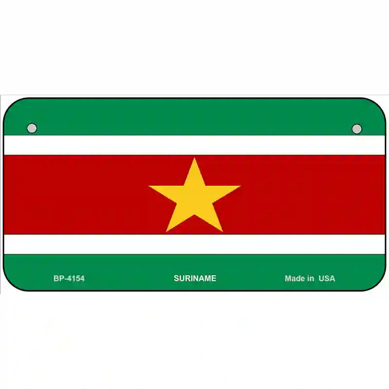 Suriname Flag Metal Novelty License Plate 6" x 3" (BP)