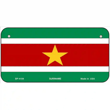 Suriname Flag Metal Novelty License Plate 6" x 3" (BP)