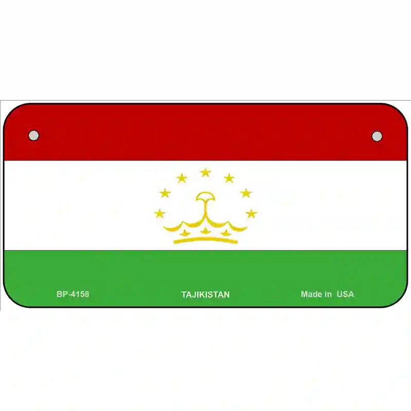 Tajikistan Flag Metal Novelty License Plate 6" x 3" (BP)